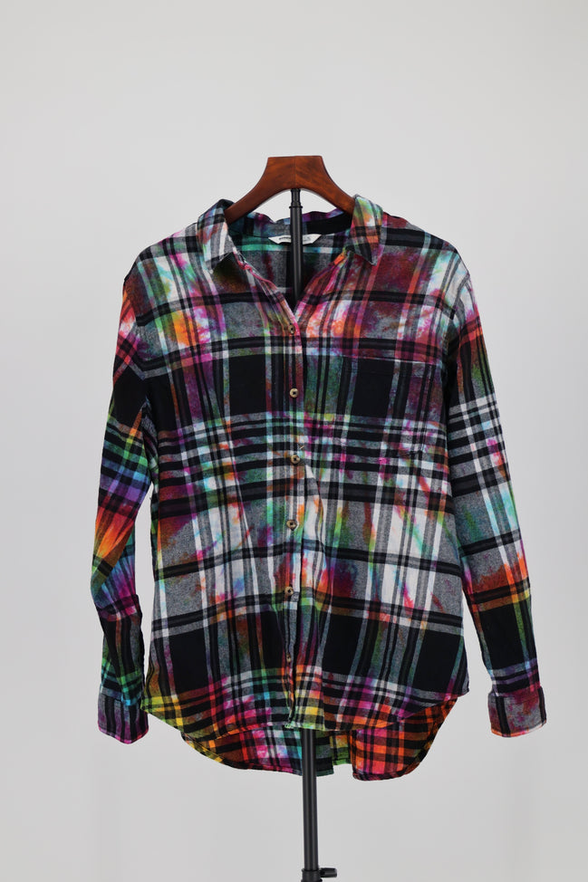 Chromatic Plaid Flannel Shirt
