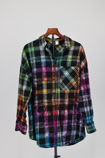 Chromatic Plaid Flannel Shirt