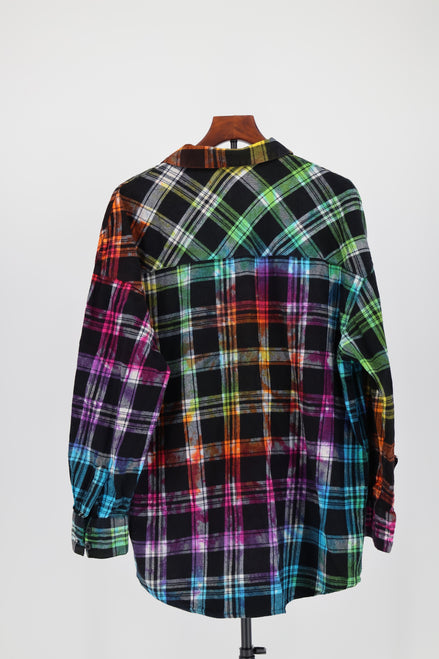 Chromatic Plaid Flannel Shirt