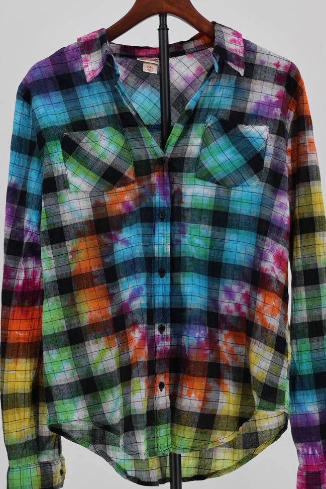 Chromatic Plaid Flannel Shirt
