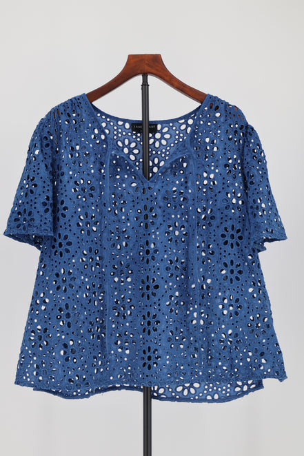 Indigo lace top